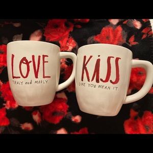 Rae Dunn Love & Kiss Mugs.